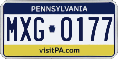 PA license plate MXG0177