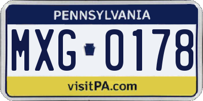 PA license plate MXG0178