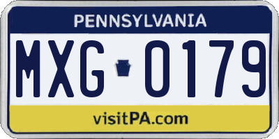 PA license plate MXG0179