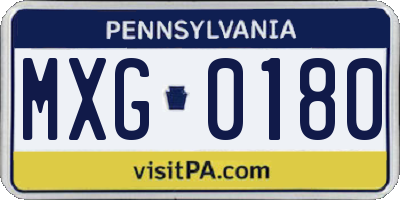 PA license plate MXG0180