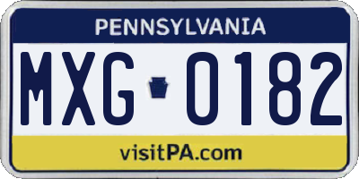 PA license plate MXG0182