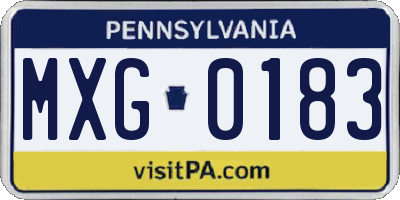 PA license plate MXG0183
