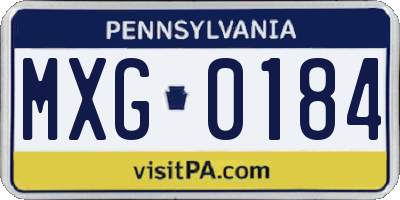PA license plate MXG0184