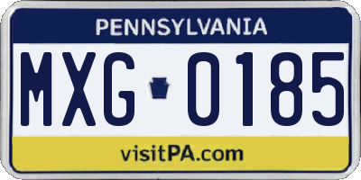 PA license plate MXG0185