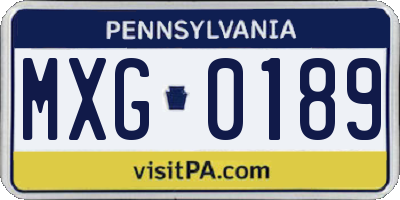 PA license plate MXG0189
