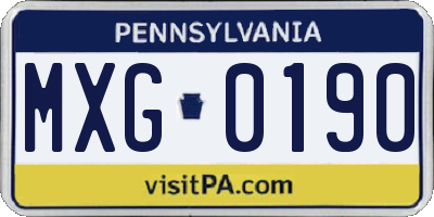 PA license plate MXG0190