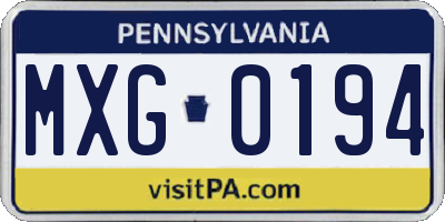 PA license plate MXG0194