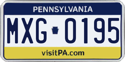 PA license plate MXG0195
