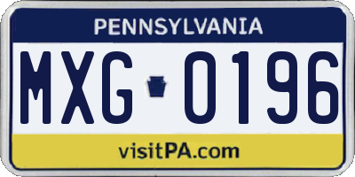 PA license plate MXG0196