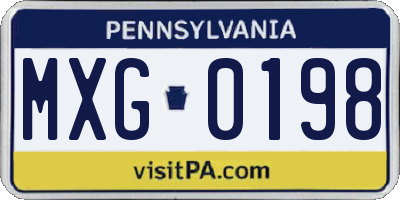 PA license plate MXG0198