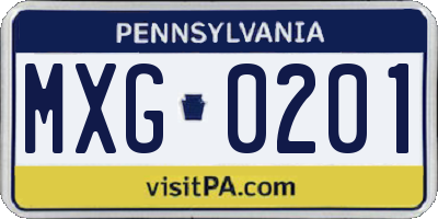 PA license plate MXG0201