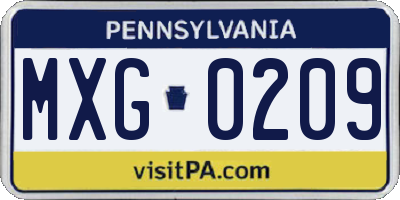 PA license plate MXG0209