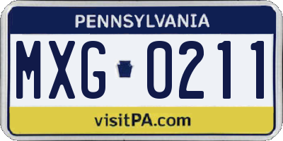 PA license plate MXG0211