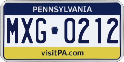 PA license plate MXG0212