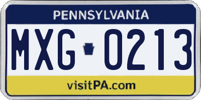 PA license plate MXG0213