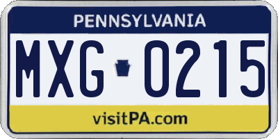 PA license plate MXG0215