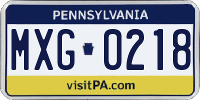 PA license plate MXG0218