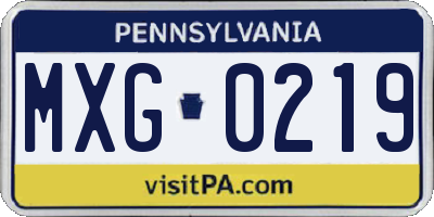 PA license plate MXG0219