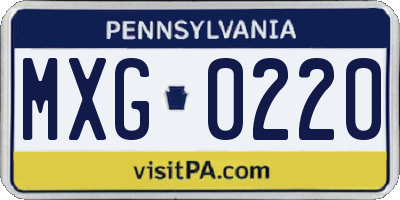PA license plate MXG0220