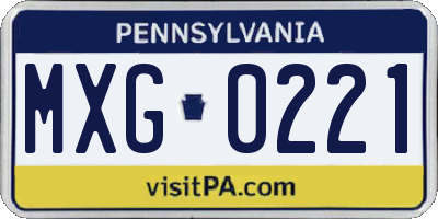 PA license plate MXG0221