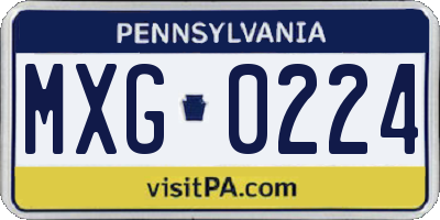 PA license plate MXG0224