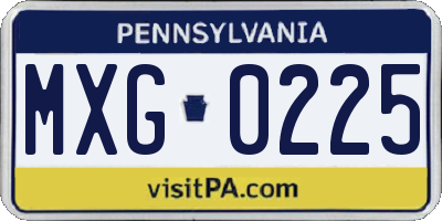 PA license plate MXG0225