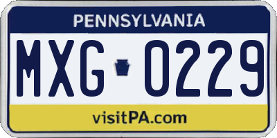PA license plate MXG0229