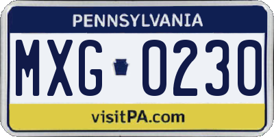 PA license plate MXG0230