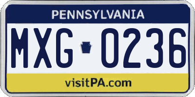 PA license plate MXG0236