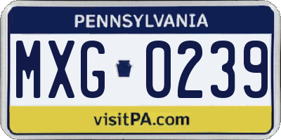 PA license plate MXG0239