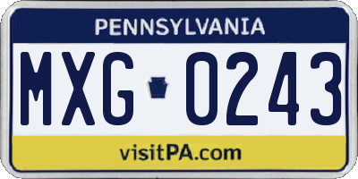 PA license plate MXG0243
