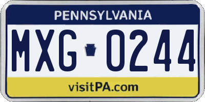 PA license plate MXG0244