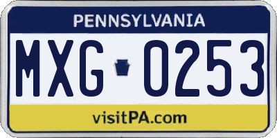 PA license plate MXG0253