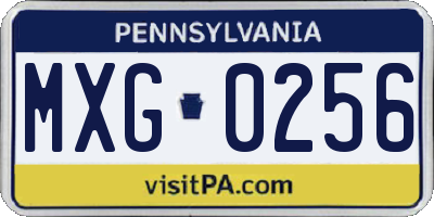 PA license plate MXG0256