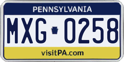 PA license plate MXG0258