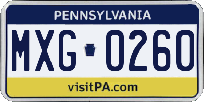 PA license plate MXG0260