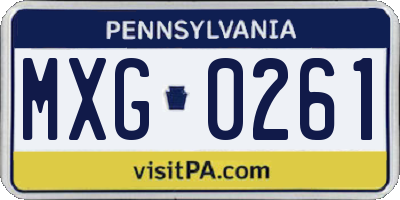 PA license plate MXG0261