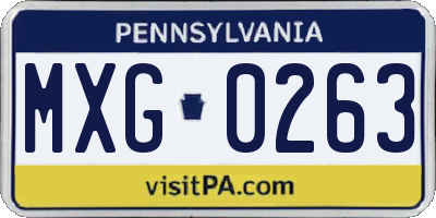 PA license plate MXG0263