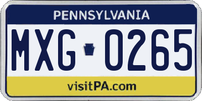 PA license plate MXG0265