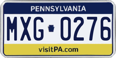 PA license plate MXG0276