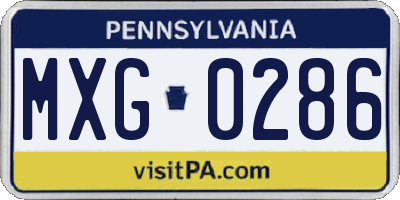 PA license plate MXG0286