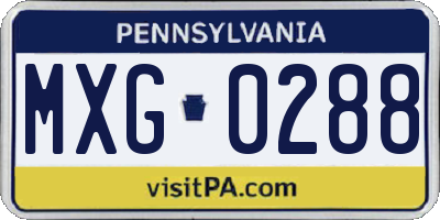 PA license plate MXG0288