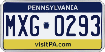 PA license plate MXG0293