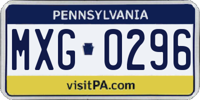 PA license plate MXG0296