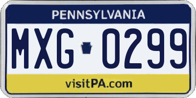 PA license plate MXG0299