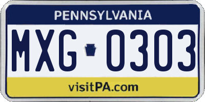 PA license plate MXG0303
