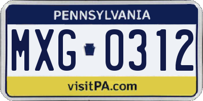PA license plate MXG0312