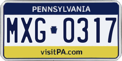 PA license plate MXG0317