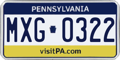 PA license plate MXG0322