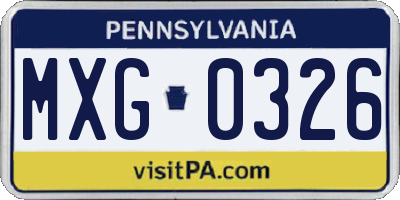PA license plate MXG0326